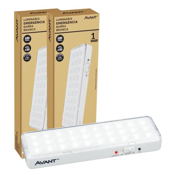 Imagem de Kit2 Luminária Emergência Barra 30 Leds 2w 110v/220v 180lm 6000k - Avant