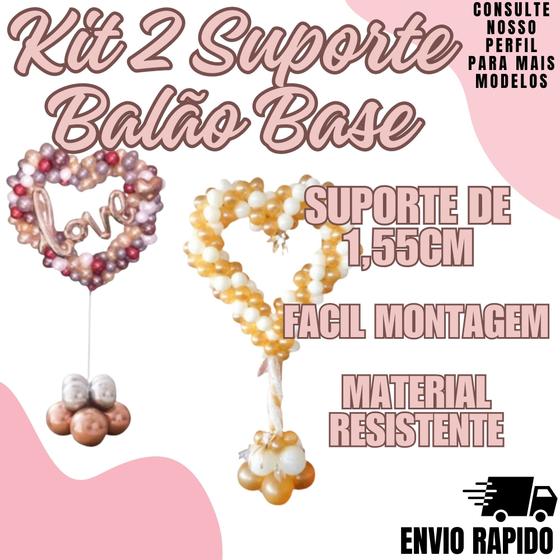 Imagem de Kit2 Suporte Balão Base Bexiga Coração Armação Decoração