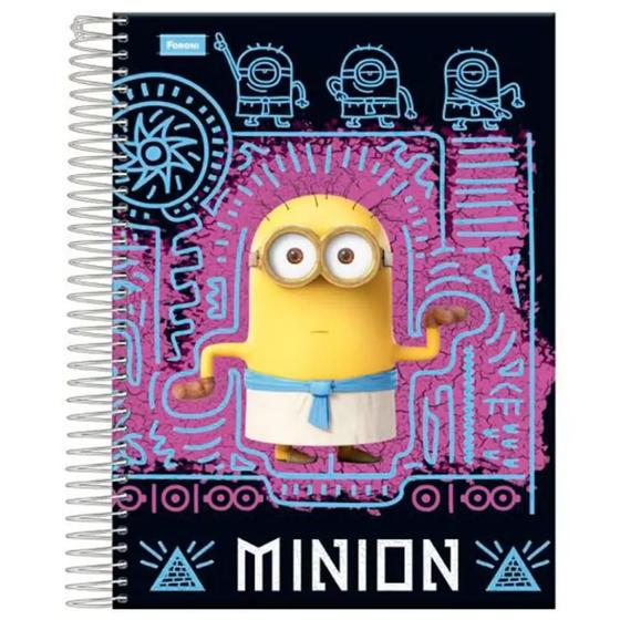 Imagem de Kit3 Caderno Escolar Universitário Espiral 200 Folha Minions