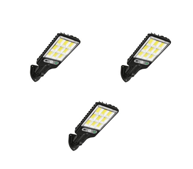 Imagem de Kit3 Mini Luminária Solar Poste Parede Refletor 108 Cob Sensor