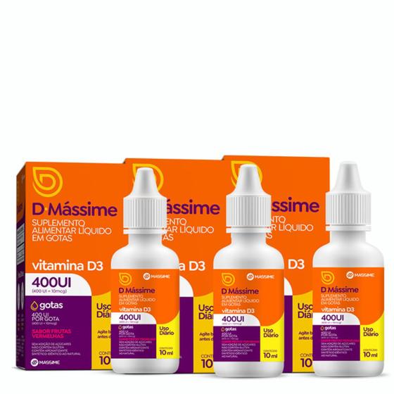 Imagem de Kit3x-d massime 400ui/gota 10ml - massime (vitamina d3)