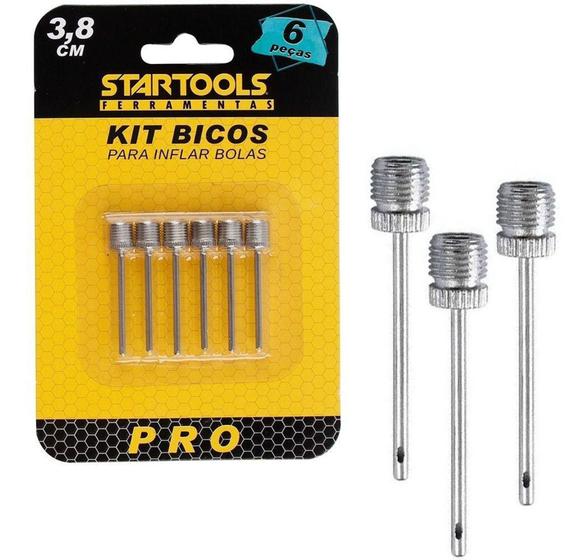 Imagem de Kit6 Bico Bomba De Ar Inflar Encher Bola I-16 Startools Inox