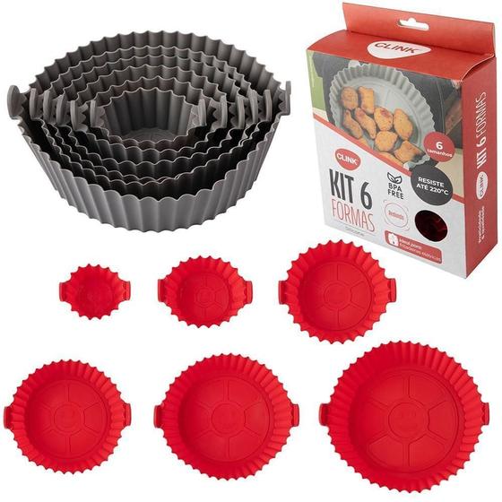 Imagem de Kit6 Formas Silicone Airfryer Reutilizável Antiaderente DRAIK