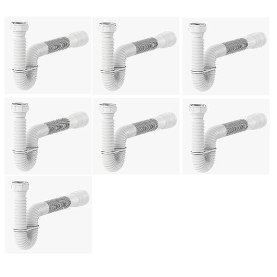 Imagem de Kit7pcs-Sifão Sanfonado Tubo Extensivo Universal Branco