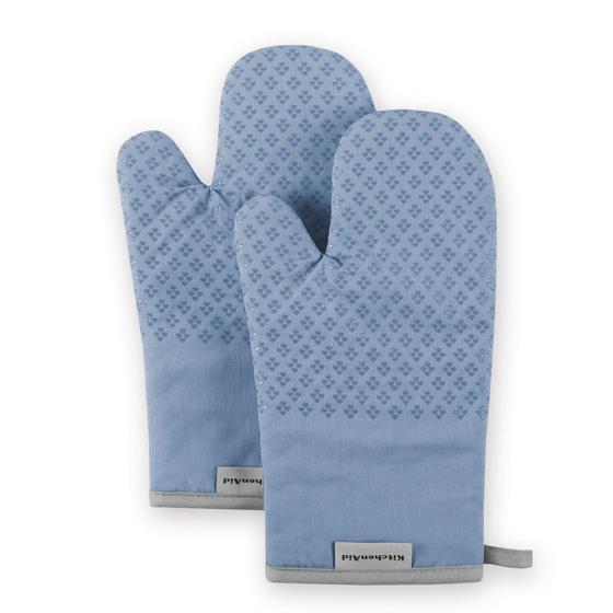 Imagem de KitchenAid Asteroid Cotton Oven Mitts with Silicone Grip, Set of 2, Blue Velvet 2 Count