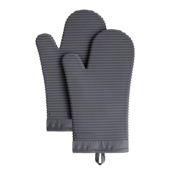 Imagem de KitchenAid Ribbed Soft Silicone Oven Mitt Set, Cinza carvão