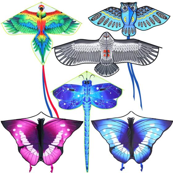 Imagem de Kite Leitee Large para crianças e adultos com design de borboleta, pacote com 6