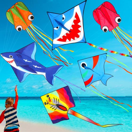 Imagem de Kite Leitee Large para crianças e adultos com design de borboleta, pacote com 6