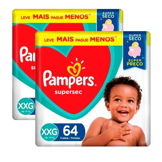 Imagem de Kits 2 Fraldas Descartáveis Pampers Supersec Jumbo XXG - 128 Tiras