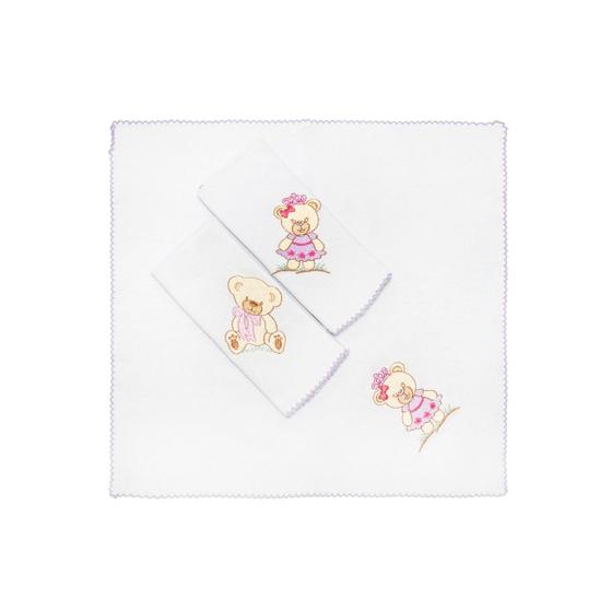 Imagem de Kits 3 Peças Fralda de Boca Mais Que Baby Malha Ursa Floral