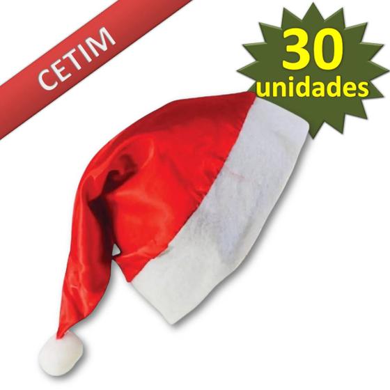 Imagem de Kits 5/10/20/30 Gorros de Cetim Natal Papai Noel