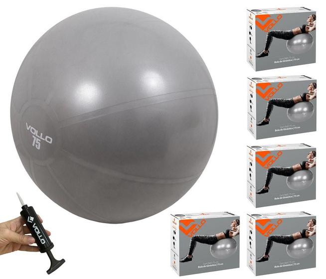 Imagem de Kits 5 Bolas Ginástica Gym Ball Vollo Sports VP1036 75cm 300 Kg com Bomba