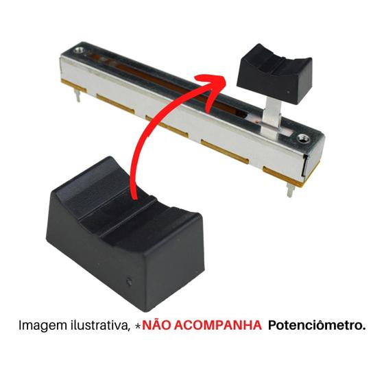 Imagem de Knob cor Preto para Potenciômetro Deslizante Mesa de Som Volume Staner Pequeno - Kit com 10 Peças