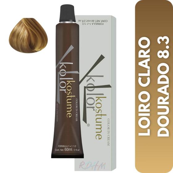 Imagem de Kostume Kolor Loiro Claro Dourado 8.3 Coloração Tinta para cabelo 60ml