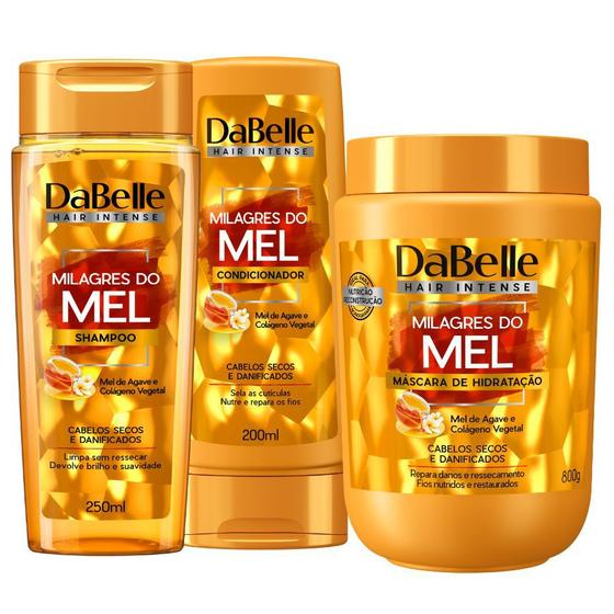 Imagem de kt Dabelle Milagres do mel Shampoo Condicionador Máscara 800ml