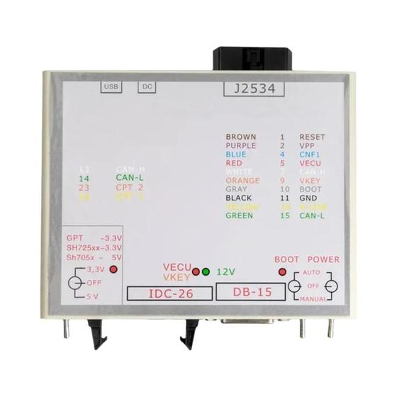 Imagem de KTM Flash Power Box ECU Soft Programmer Conector Multiuso 3 Interruptores LED Verde DB-15 GPT CNF1