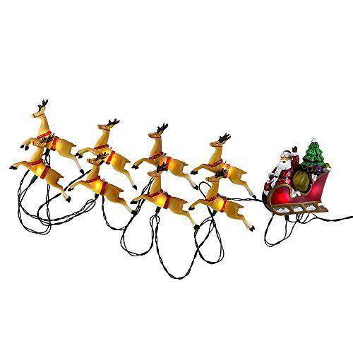 Imagem de Kurt Adler 10-Light Papai Noel Sleigh e Conjunto de Luz de Rena