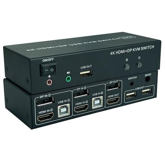 Kvm 2X2 Chaveador switcher 4K 60Hz Displayport HDMI Misto Menor preço em Kvm 2X2 Chaveador switcher 4K 60Hz Displayport HDMI Misto