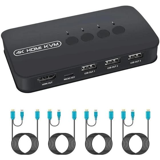 Imagem de Kvm Hdmi 4 Portas Com Usb 4k