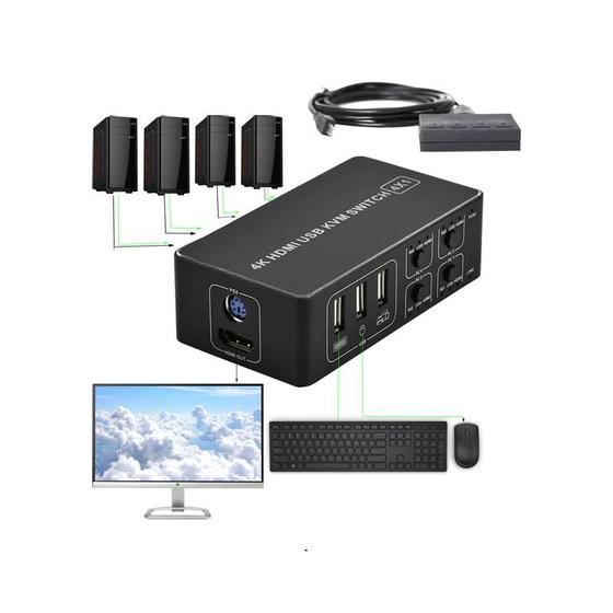 KVM HDMI 4X1 HDMI 2.0 USB 4k x 2k/60Hz HDCP 2.2 Win Mac OS Menor preço em KVM HDMI 4X1 HDMI 2.0 USB 4k x 2k/60Hz HDCP 2.2 Win Mac OS