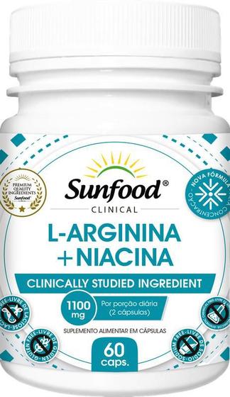 Imagem de L-Arginina + Niacina 1100mg 60 Cápsulas - Sunfood