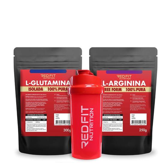 Imagem de L-Glutamina 300g L-Arginina 250g - 100% Pura Importada - Red Fit Nutrition