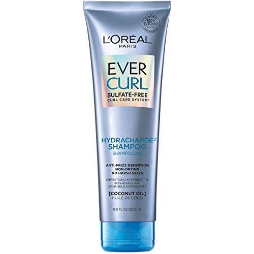 Imagem de L'Oreal Paris EverCurl Sulfate Shampoo Free Shampoo para Cabelo Encaracolado, Leve, Hidratação Anti-Frizz, Suave em Cachos, com Óleo de Coco, 8.5 Fl Oz (embalagem pode variar)