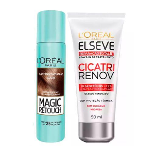 L'Oréal Paris Magic Retouch + Cicatri Renov Kit - Leave-In + Corretivo Capilar Castanho Claro Menor preço em L'Oréal Paris Magic Retouch + Cicatri Renov Kit - Leave-In + Corretivo Capilar Castanho Claro