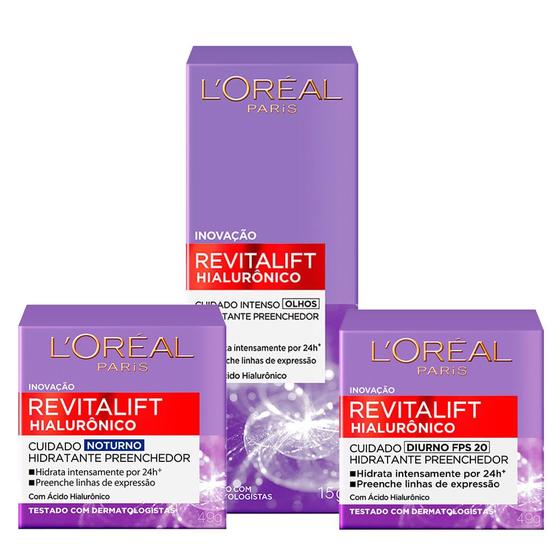 L’Oréal Paris Revitalift Hialurônico Kit – Diurno + Noturno + Creme para Olhos