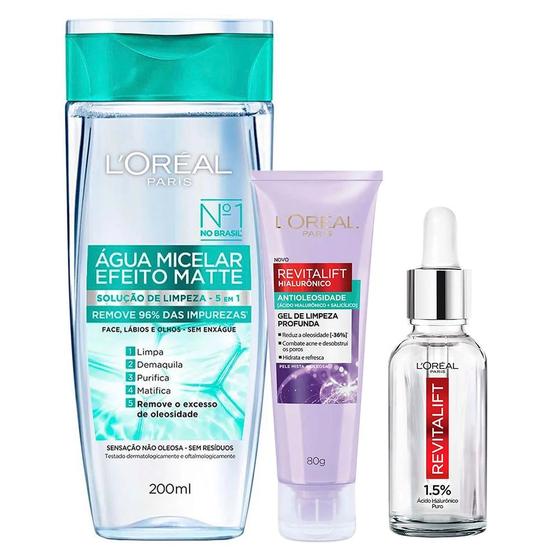 Imagem de L'Oréal Paris Revitalift Hialurônico Kit - Gel de Limpeza + Sérum Facial + Água Micelar