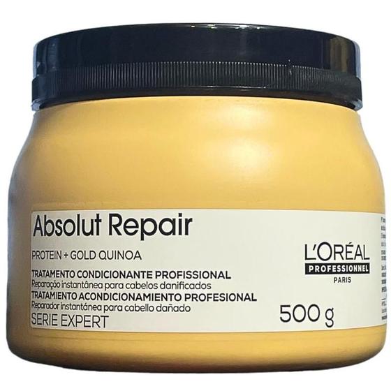 Imagem de L'Oréal Professionnel Serie Expert Absolut Repair Gold Quinoa Protein Máscara tratamento cabelos danificados 500g 