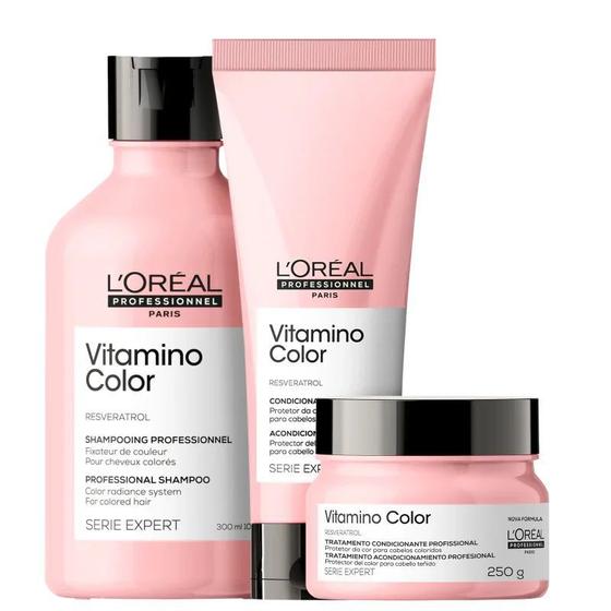 Imagem de L'Oréal Professionnel Vitamino Color Shampoo 300ml + Condicionador 200ml + Máscara 250g