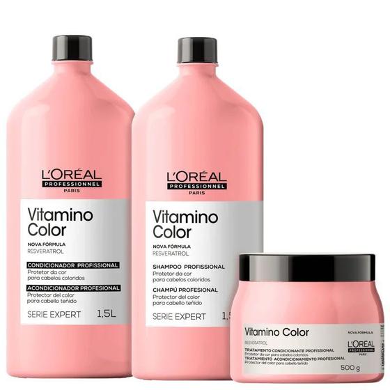 Imagem de L'Oréal Professionnel Vitamino Color Shampoo + Condicionador 1,5L + Máscara 500g