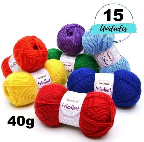 Imagem de Lã Fio Mollet 40g Circulo Cor 0940 Preto - Kit 15 Novelos