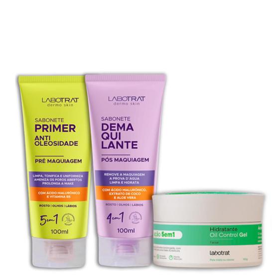 Imagem de Labotrat Dermo Skin Care Sab Pré Make 100ml + Sab Pós Make 100ml + Hidra Oil Control Gel 5 em 1 100g