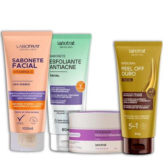 Imagem de Labotrat Sab Vitamina C 100g + Esf Antiacne 80ml + Hidra Noturno 100g + Masc Pell Off Ouro 60g