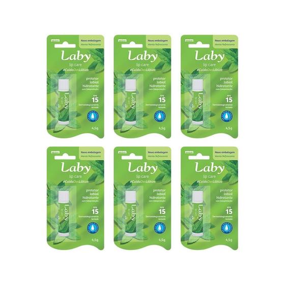 Imagem de Laby Hidratante Labial - Menta Fps15 (Refrescante) Kit Com 6