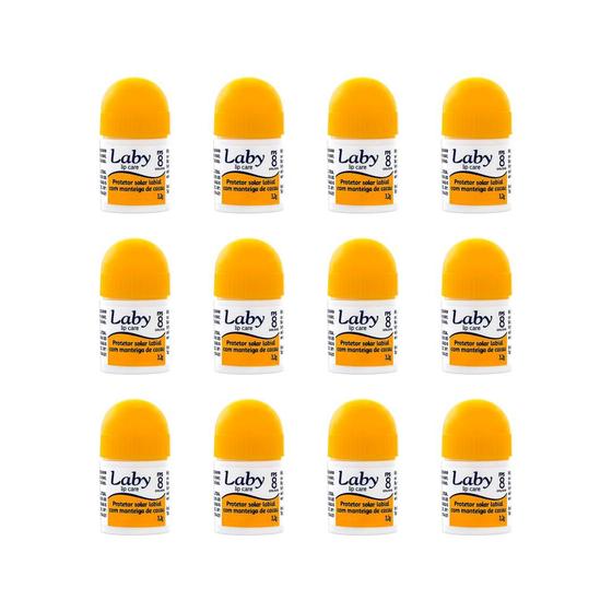 Imagem de Laby manteiga de cacau fps8 push pull 3,2g kit com 12