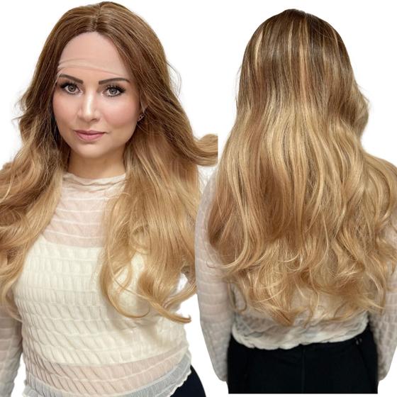 Imagem de Lace Front Peruca Ondulada Orgânica Super Natural 60cm + Cap