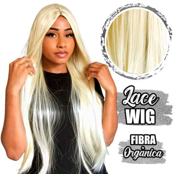 Imagem de Lace Wig Lisa e Longa com Cabelo Orgânico com Alça Ajustável