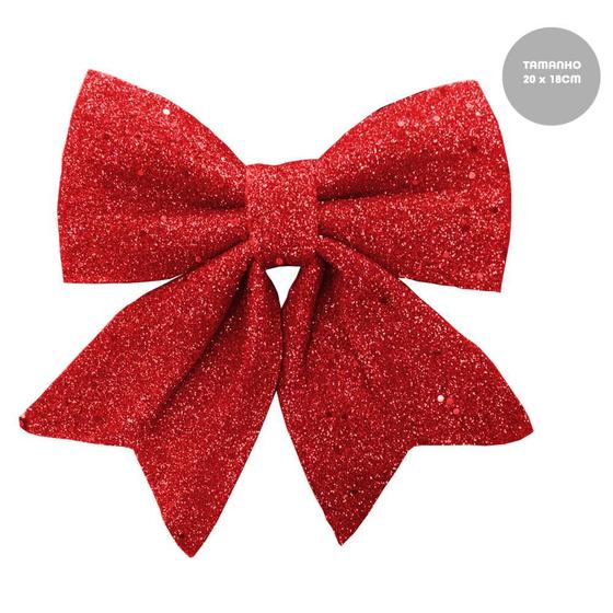 Imagem de Laço Natalino New Glitter Vermelho 20cm Enfeite Natal