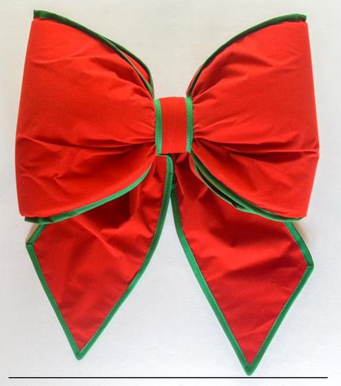 Imagem de Laço Tradicional Enfeite Natal Vermelho Borda Verde 28 x 29