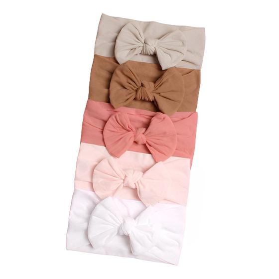 Imagem de Laços de Cabelo Bebê Turbante de Bebê Faixinha Lacinhos de Bebê Kit 5 Unidades