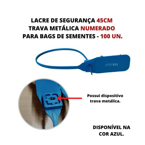 Imagem de Lacre 45 Cm Trava Metálica Numerado P/ Bags de Sementes - 100 Unidades