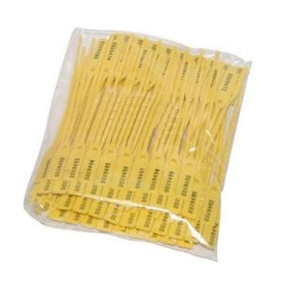 Imagem de Lacre numerado amarelo número 16 para malote  com 100 unidades 