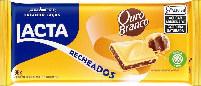 Imagem de Lacta Barra de Chocolate Ouro Branco Recheada 98 gramas