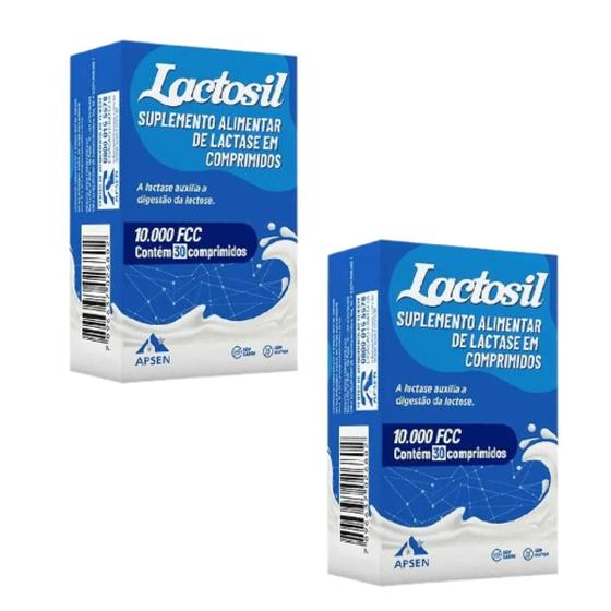 Imagem de Lactosil 10.000 Fcc C/30 Comprimidos Digestão Lactose Kit Com 2 Unidades