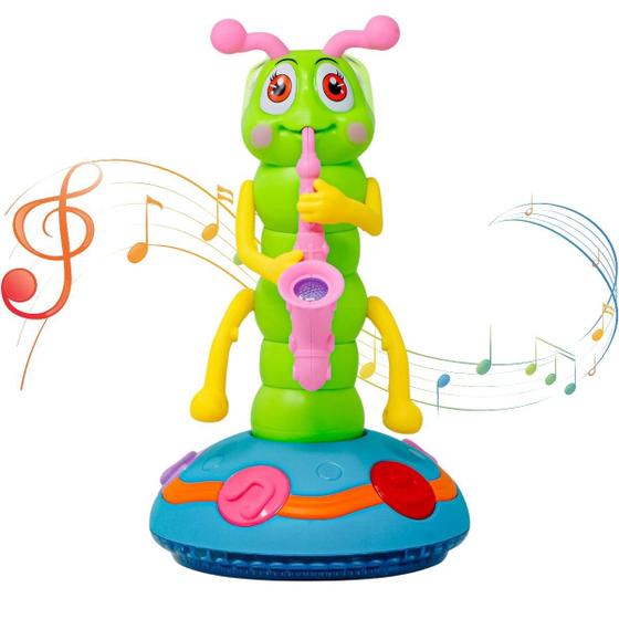 Imagem de Lagarta De Brinquedo Canta Dança Elétrica Tocando Saxofone