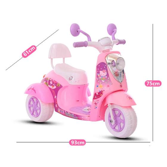 Imagem de Lambreta Motinha Elétrica Infantil Princesa Mini Rosa Moto Crianças Hello Kitty Menina - Car Kids