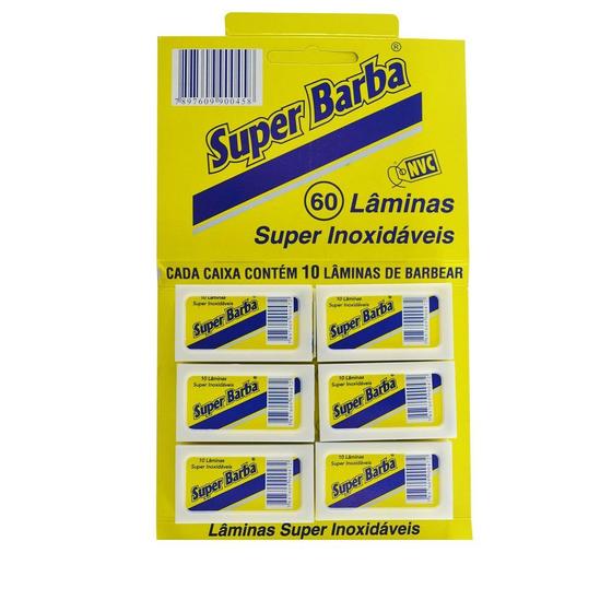 Lâmina De Barbeador Para Barbear Super Inoxidáveis Super Barba Cartela Com 60 Lâminas Menor preço em Lâmina De Barbeador Para Barbear Super Inoxidáveis Super Barba Cartela Com 60 Lâminas